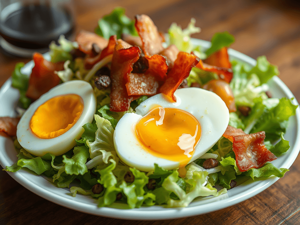 🥗 سلطة ليونيز (Salade Lyonnaise): سلطة فرنسية دافئة بنكهة ريفية أصيلة