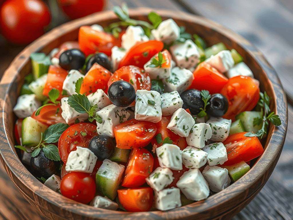 سلطة جبن فيتا: وصفة سريعة ومنعشة