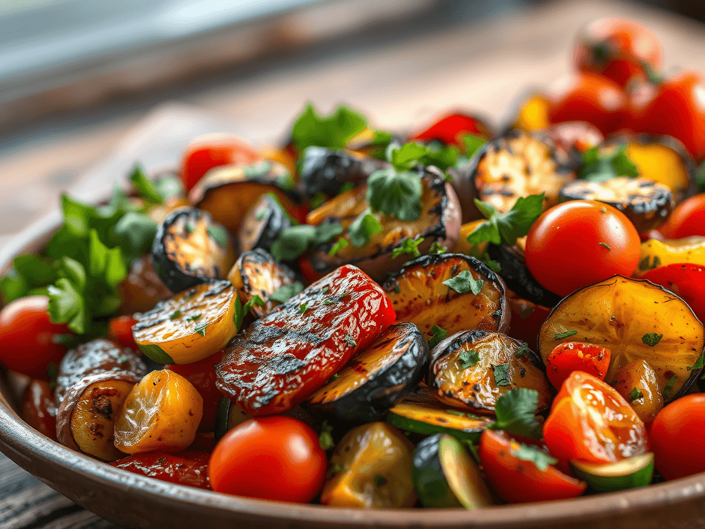 سلطة الخضار المشوية الصحية: وصفة سهلة وسريعة